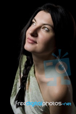 Portrait Of Women With Black Hair Stock Photo