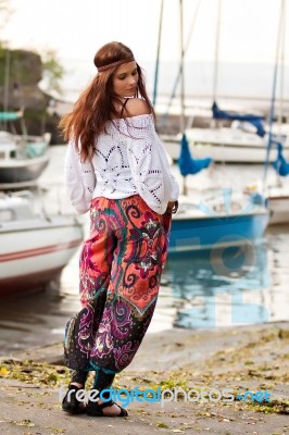 Portrait Of Young Hippie Girl Stock Photo