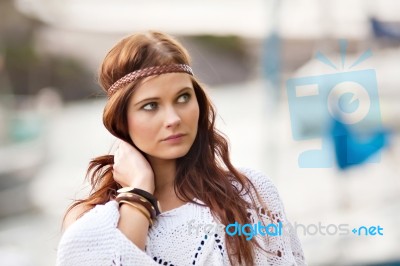 Portrait Of Young Hippie Girl Stock Photo