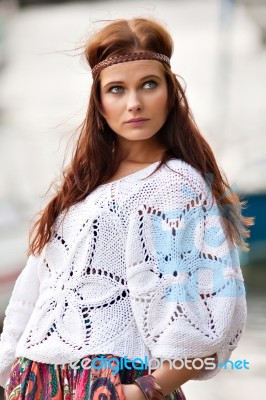 Portrait Of Young Hippie Girl Stock Photo