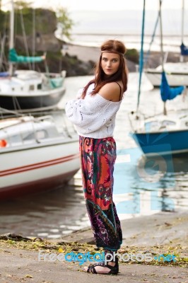 Portrait Of Young Hippie Girl Stock Photo