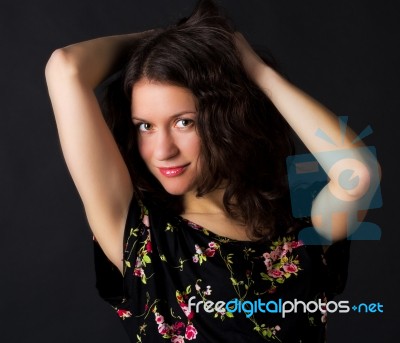 Portrait Of Young Pretty Woman Stock Photo