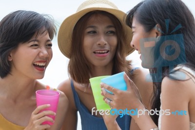 Portrait Of Young Woman Happy Face Laughing And Joyful Emotion I… Stock Photo