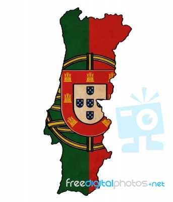 Portugal Map On  Flag Drawing ,grunge And Retro Flag Series Stock Image