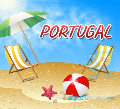 Portugal Vacations Indicates Portuguese Iberian Holiday Beach Stock Image