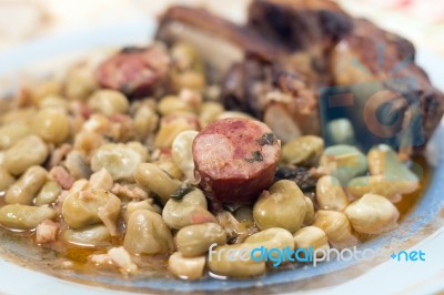 Portuguese Faba Beans Meal Stock Photo