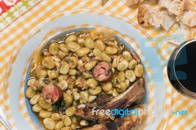 Portuguese Faba Beans Meal Stock Photo