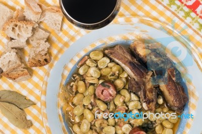 Portuguese Faba Beans Meal Stock Photo