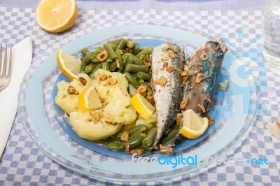 Portuguese Mackerel Fish Meal Stock Photo