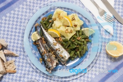 Portuguese Mackerel Fish Meal Stock Photo