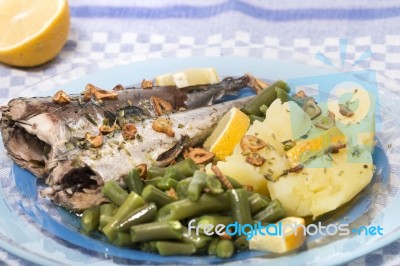 Portuguese Mackerel Fish Meal Stock Photo