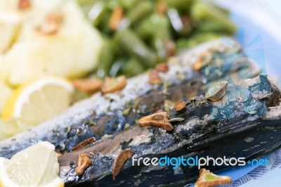 Portuguese Mackerel Fish Meal Stock Photo