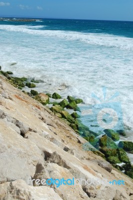 Portuguese Shoreline In A Bright Day Stock Photo