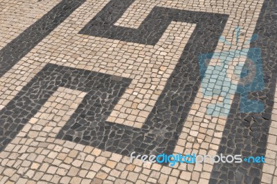 Portuguese Sidewalk Pavement Stock Photo