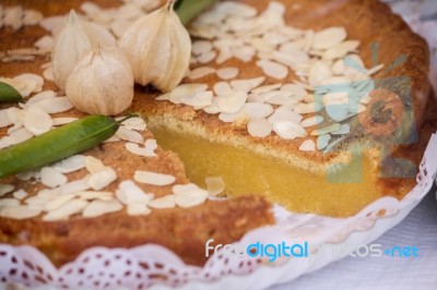 Portuguese Traditional Almond Cake Stock Photo