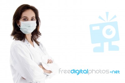 Pose Of Doctor In Facemask Stock Photo