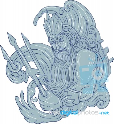 Poseidon Trident Waves Drawing Stock Image - Royalty Free Image ID ...