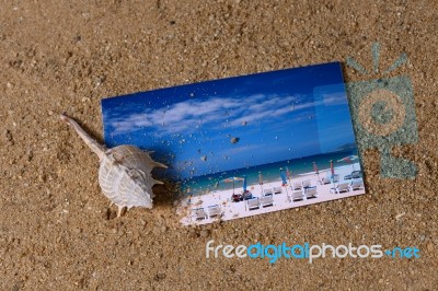 Postcard On The Sand Stock Photo