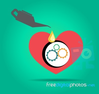 Pot And Heart Oil Gear  Icon Stock Image