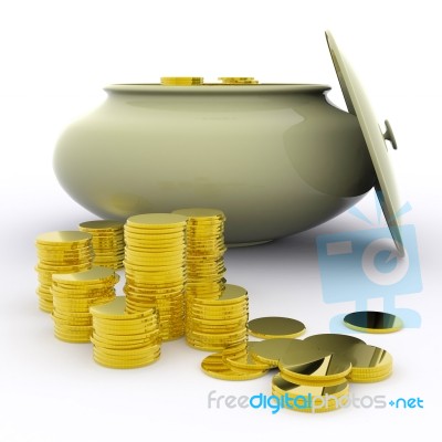 Pot Of Gold Means Money Or Luck Stock Image