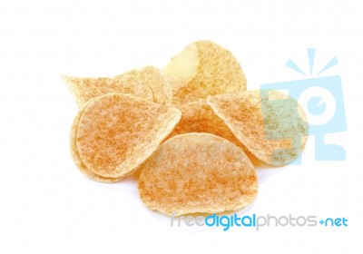 Potato Chips Isolated On White Background Stock Photo