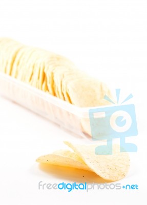 Potato Chips On White Background Stock Photo