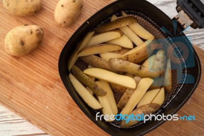 Potato Still Life On Wood Background Flat Lay Stock Photo