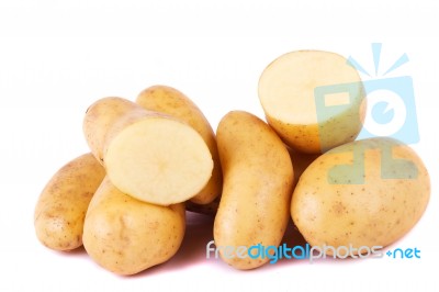 Potatoes On White Stock Photo