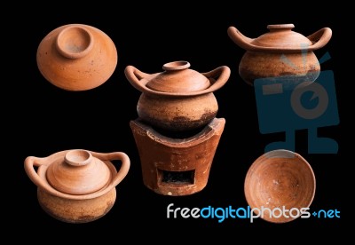 Pottery On The Black Background Stock Photo