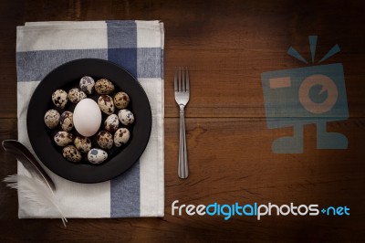 Poultry Eggs Flat Lay Still Life Rustic With Food Stylish Stock Photo