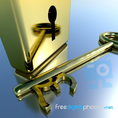 Pound Key With Gold Padlock Stock Image