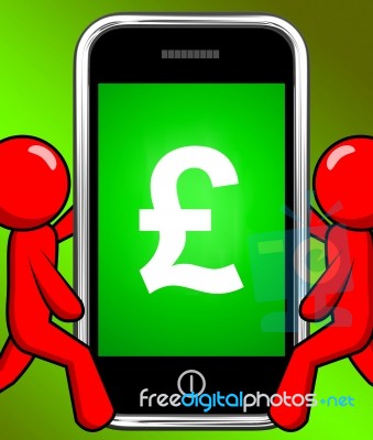 Pound Sign On Phone Displays British Money Gbp Stock Image