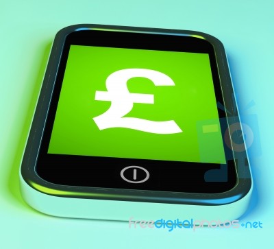 Pound Sign On Phone Shows British Money Gbp Stock Image