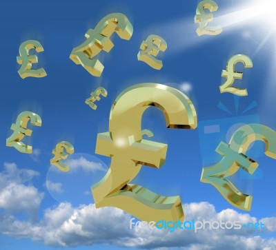 Pound Signs Falling From Sky Stock Image