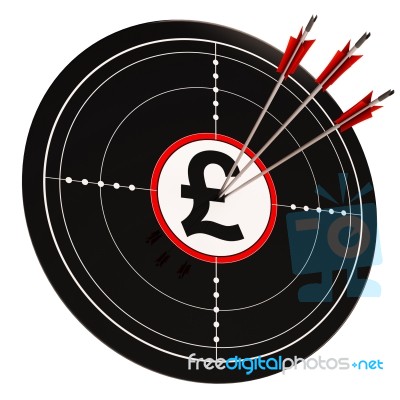 Pound Target Shows Uk Money Investment Stock Image