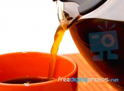 Pouring A Cup Of Coffee Stock Photo