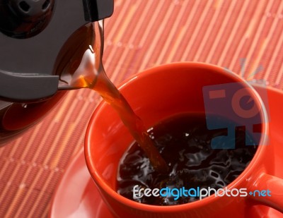 Pouring A Cup Of Coffee Stock Photo