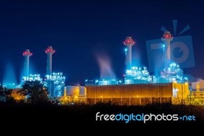 Power Plant At Night Stock Photo