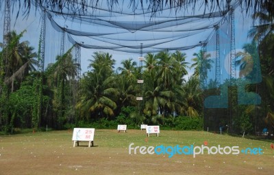 Practicing Golf At The Driving Range Stock Photo