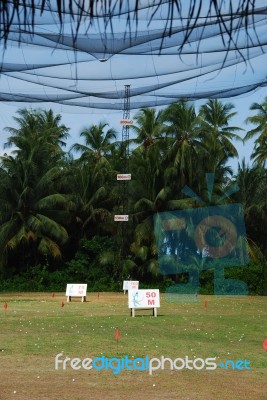 Practicing Golf At The Driving Range Stock Photo