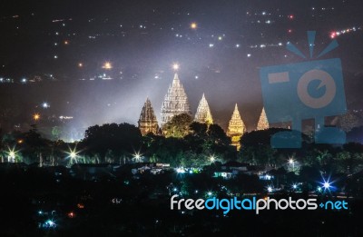 Prambanan Temple Night Stock Photo