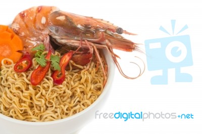 Prawn Noodle Soup Stock Photo