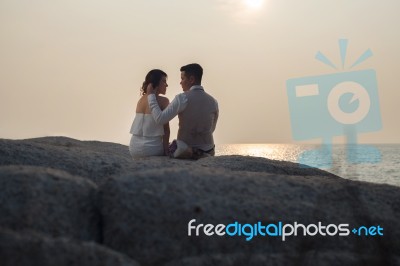 Pre Wedding Outdoor Romantic Stock Photo