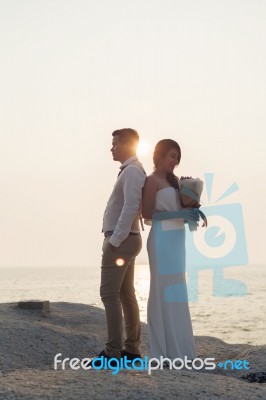 Pre Wedding Outdoor Romantic Stock Photo