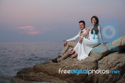 Pre Wedding Outdoor Romantic Stock Photo