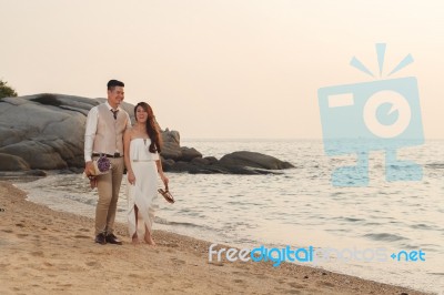 Pre Wedding Outdoor Romantic Stock Photo