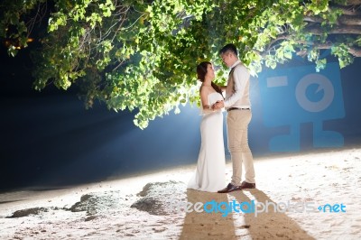 Pre Wedding Outdoor Romantic Stock Photo