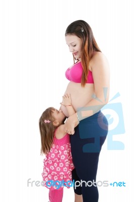 Pregnant Woman With Her Daughter Stock Photo