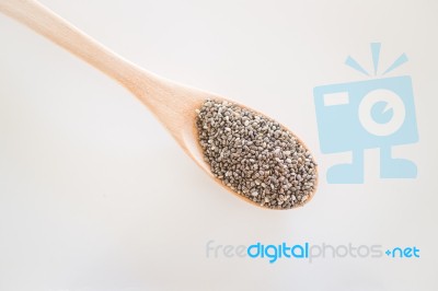 Premiun Raw Organic Chia Seeds Stock Photo