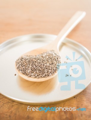 Premiun Raw Organic Chia Seeds Stock Photo